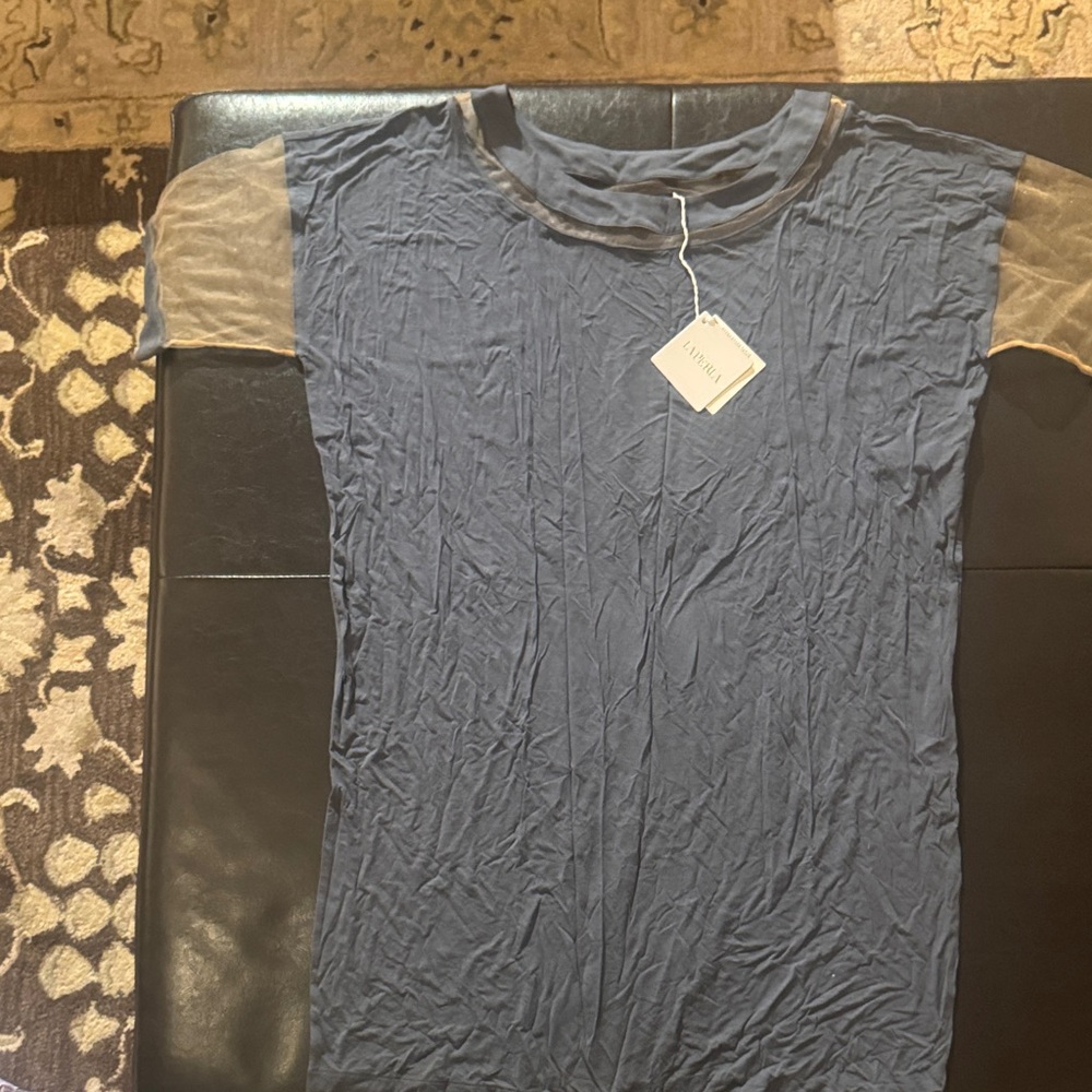 La Perla Blue Chemise with Sheer Sleeves